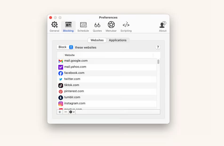 Focus app block window