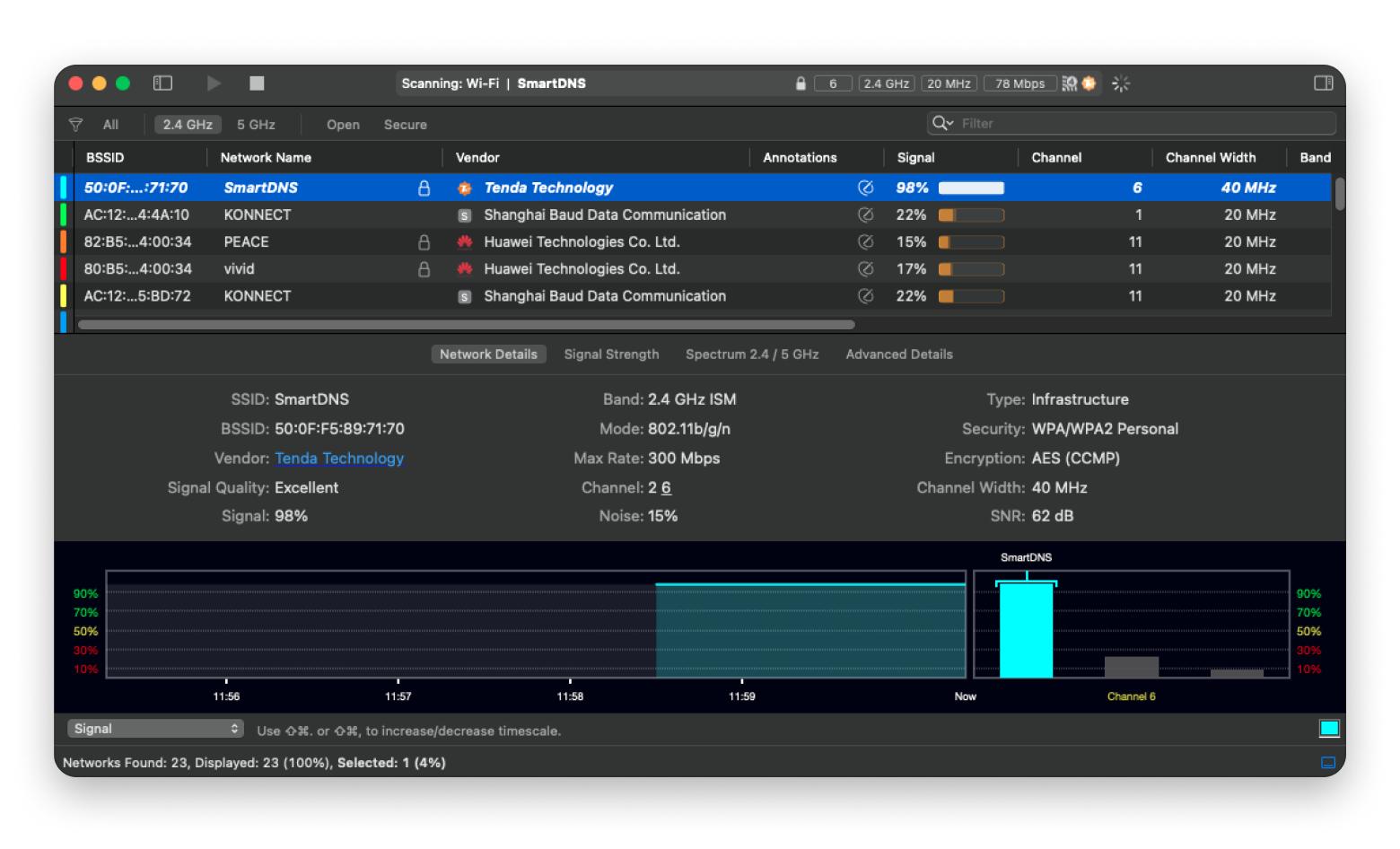 WiFi Explorer network analysis