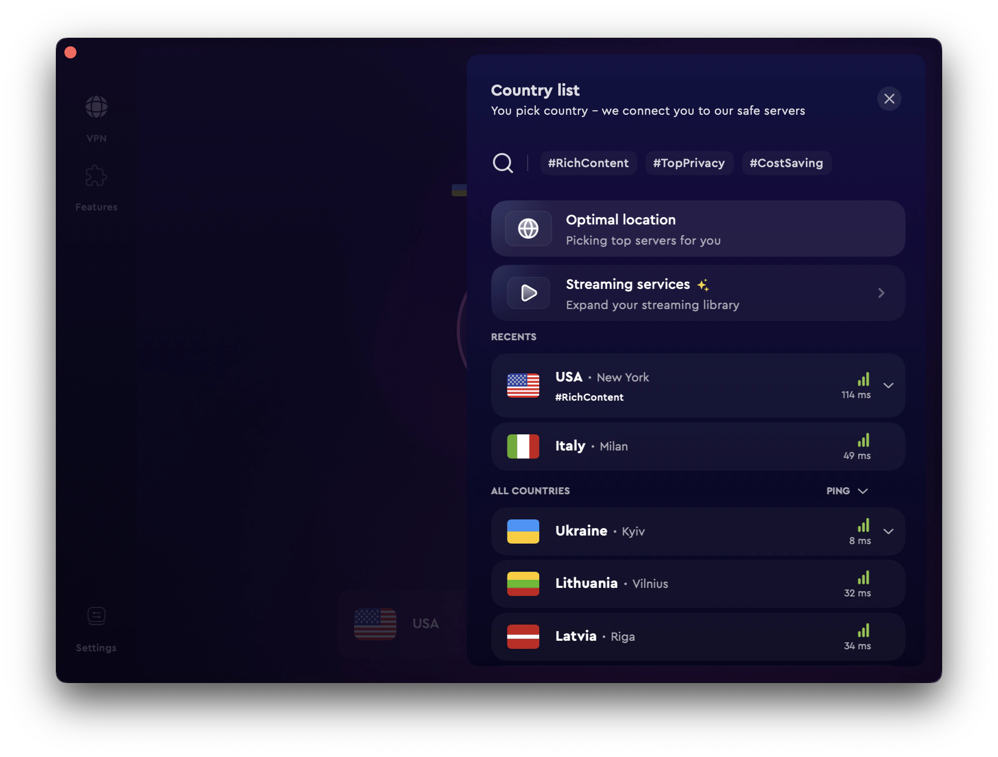 ClearVPN optimal location