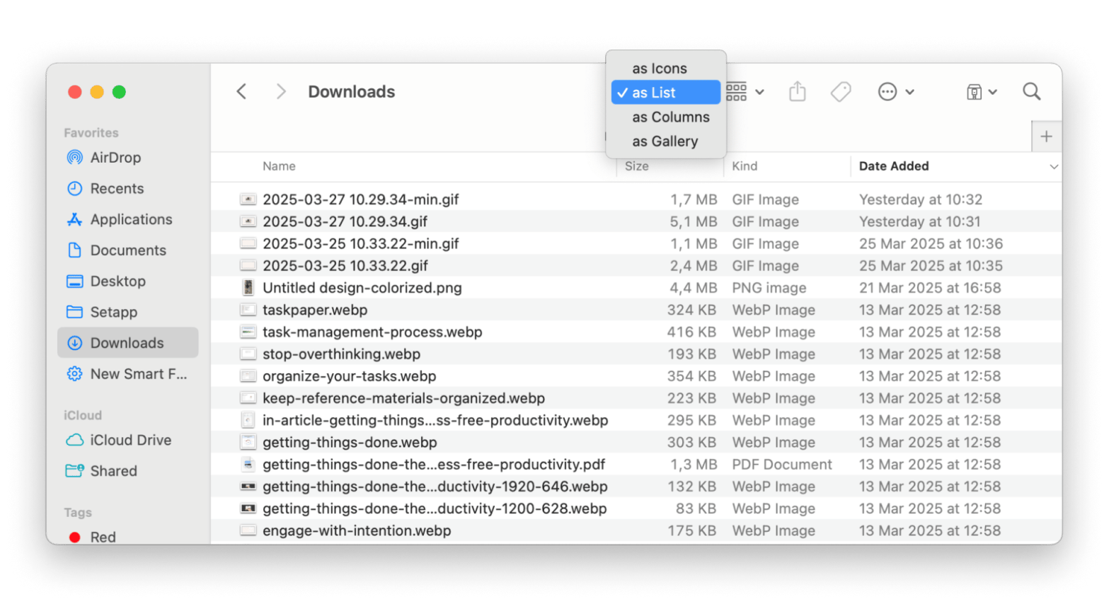 finder in a list view